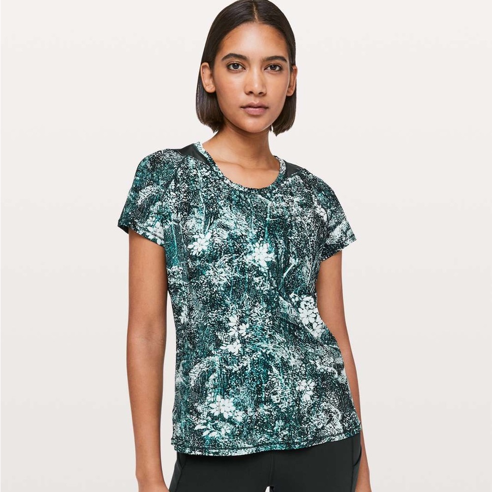 Lululemon | Seek‎ The Heat Short Sleeve Wildwood Multi Nocturnal Teal Size 2